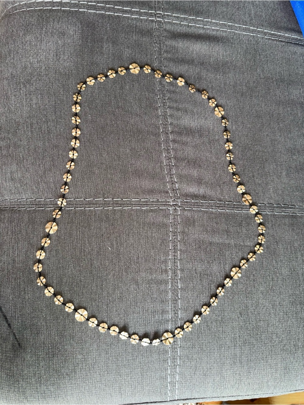 BOHO Necklace Black Cord Matte Gold Tone Textured Discs - Picture 6 of 6